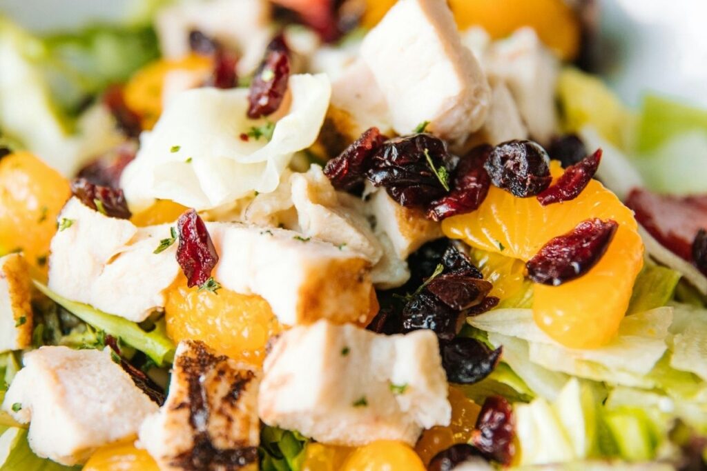 sesame chicken and fennel orange salad