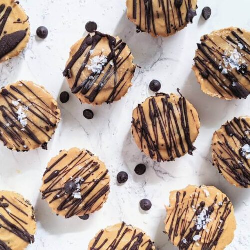 top down view of no bake peanut butter oat cups