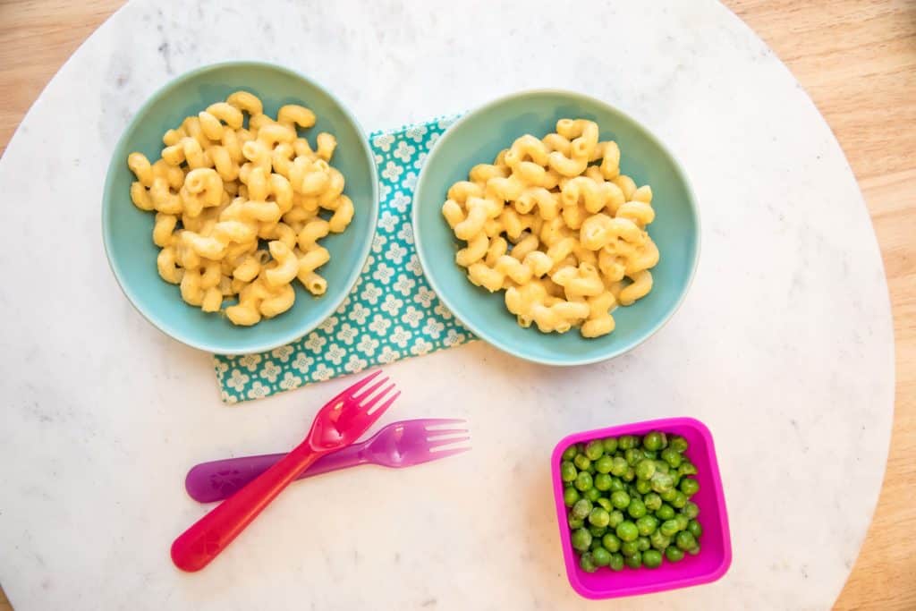 top down view of squash mac and cheese