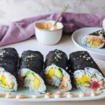 beauty shot of sushi wraps on a platter
