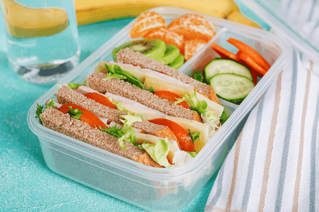 close up of a bento box, including healthy school lunch ideas for picky eaters