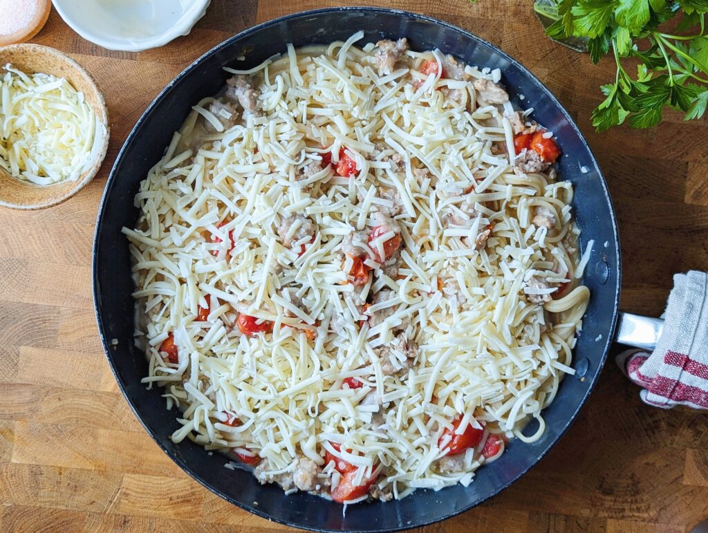 add cheese to skillet