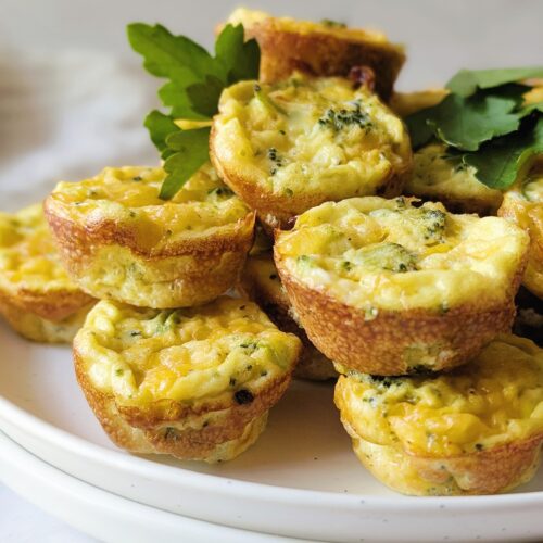close up of frittata puffs on a plate