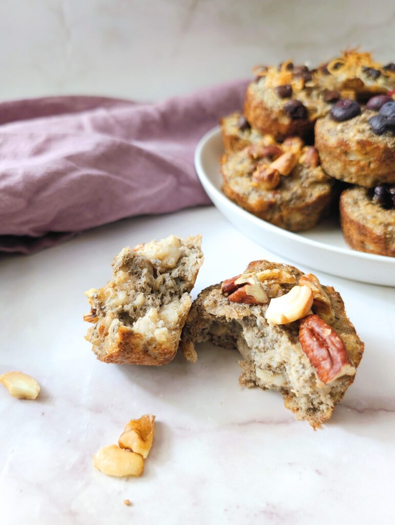 close up of a lunchbox oatmeal muffin with a bite in it