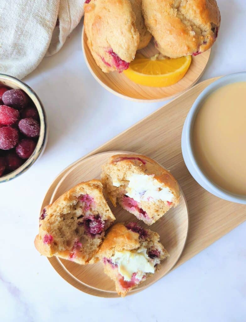 top down view of cranberry orange muffins