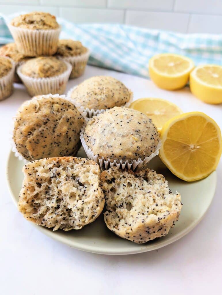 side view of lemon muffins cut in half