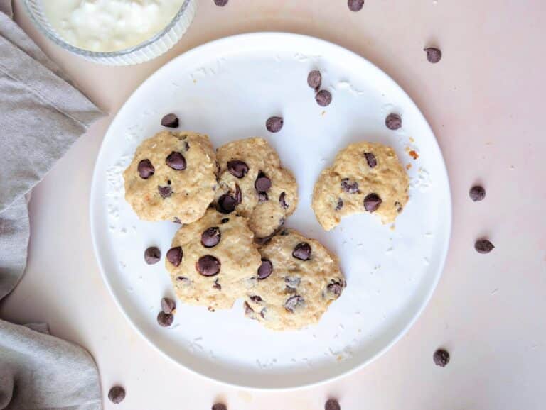 beauty shot top down of cottage cheese cookies for kids on a plate