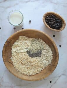 dry ingredients with oats and millet