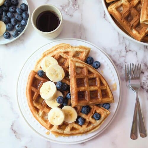 top down beauty shot of protein waffles