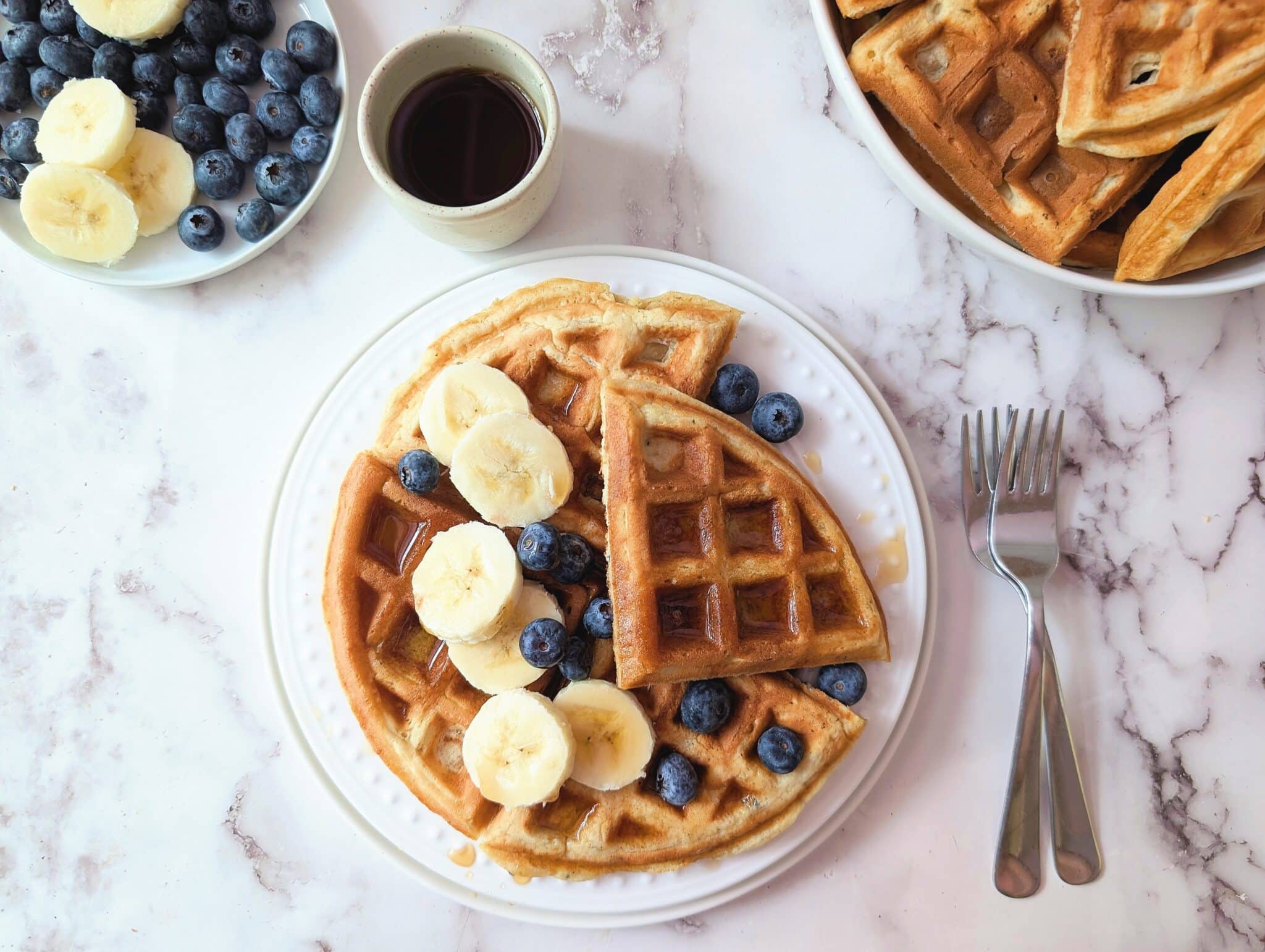 top down beauty shot of protein waffles