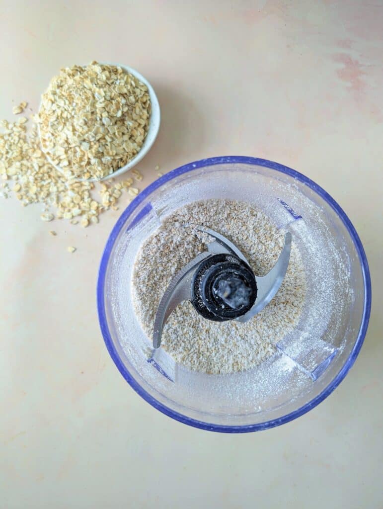 top down oat flour in a food processor