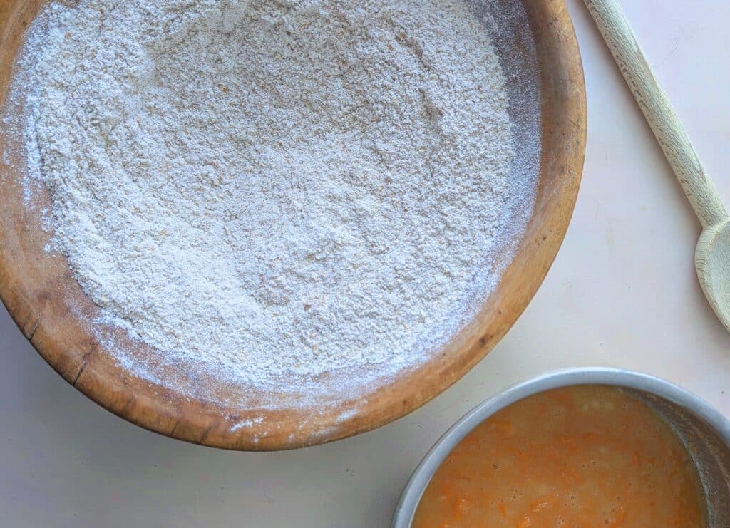 dry ingredients in a bowl for ABC muffins